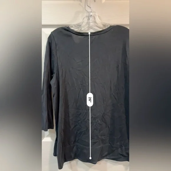 J. Jill 100% Pima Cotton Scoop Neck 3/4 Sleeves Side Inset Tunic Tee size Large - Picture 9 of 11